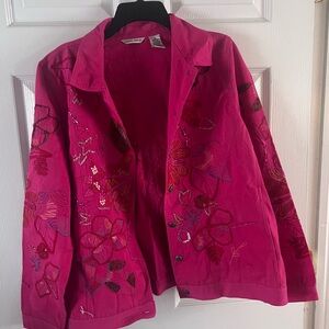 Laura Ashley Pink Floral Embroidered Blazer